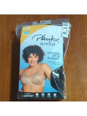 Playtex 18 Hour Bra Black 44DD